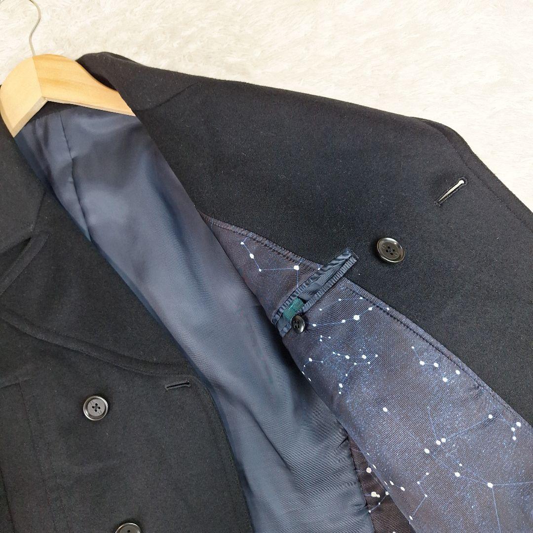 ポールスミス　ピーコート　ウール　ダブル　ブラック　黒　夜空　XL