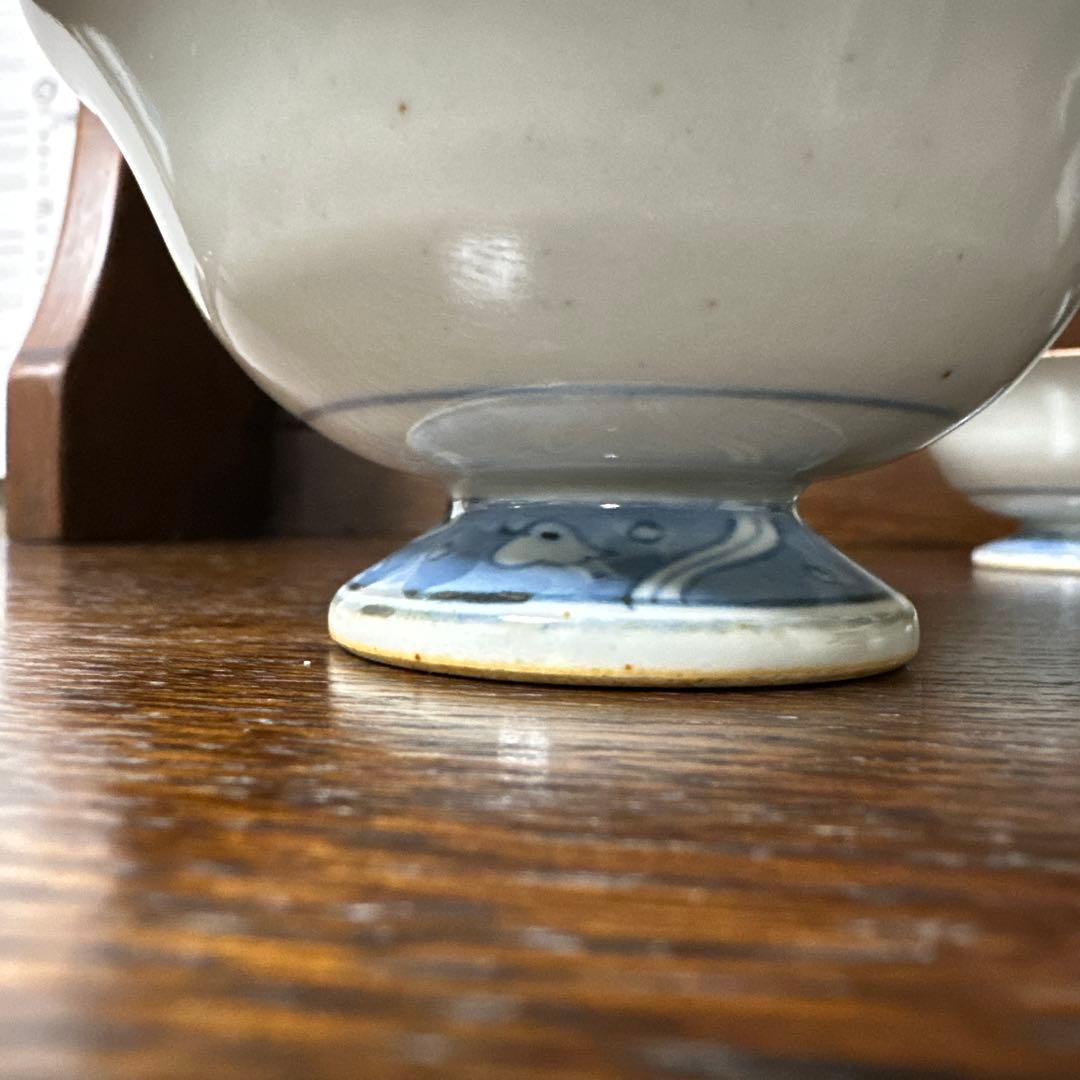 佐藤走波(五代65歳)染め錦、波千鳥、高台珍味入れ2個セット