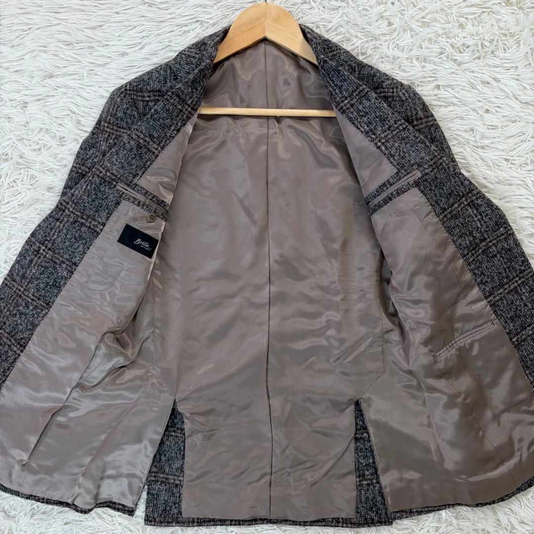 未使用級✨Brilla テーラードジャケット フェルラ生地 チェック アルパカ
