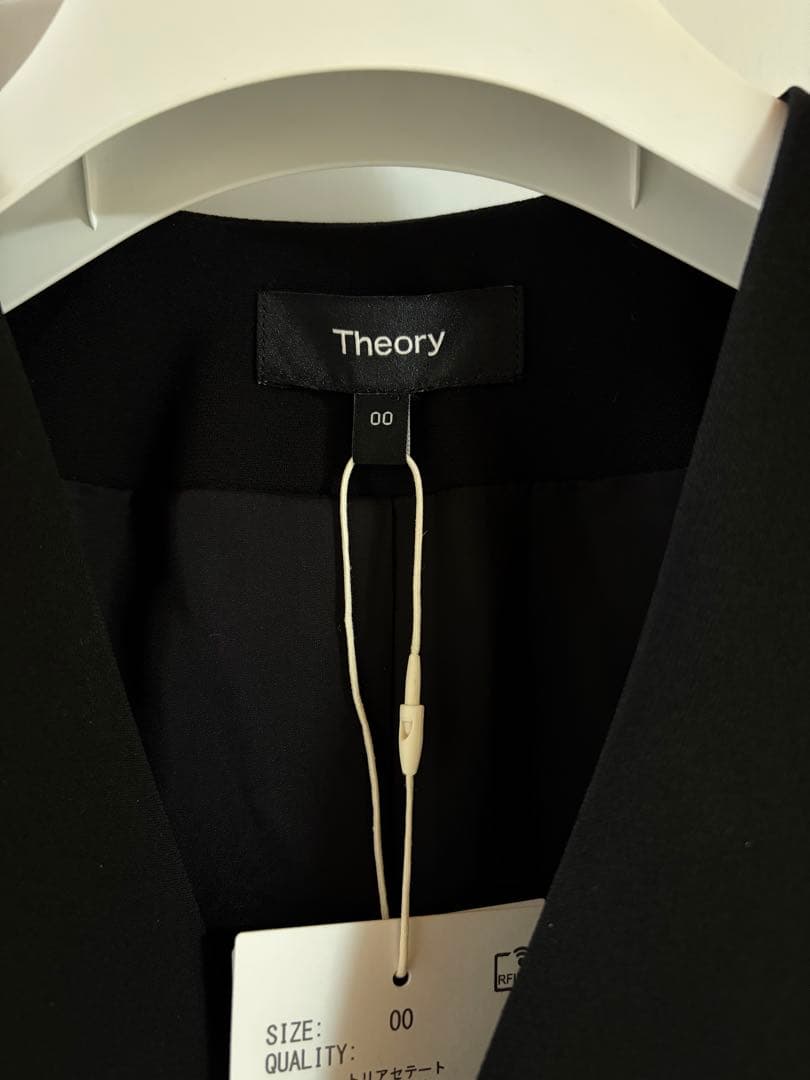 新品 theory ノーカラージャケット 00 ブラック