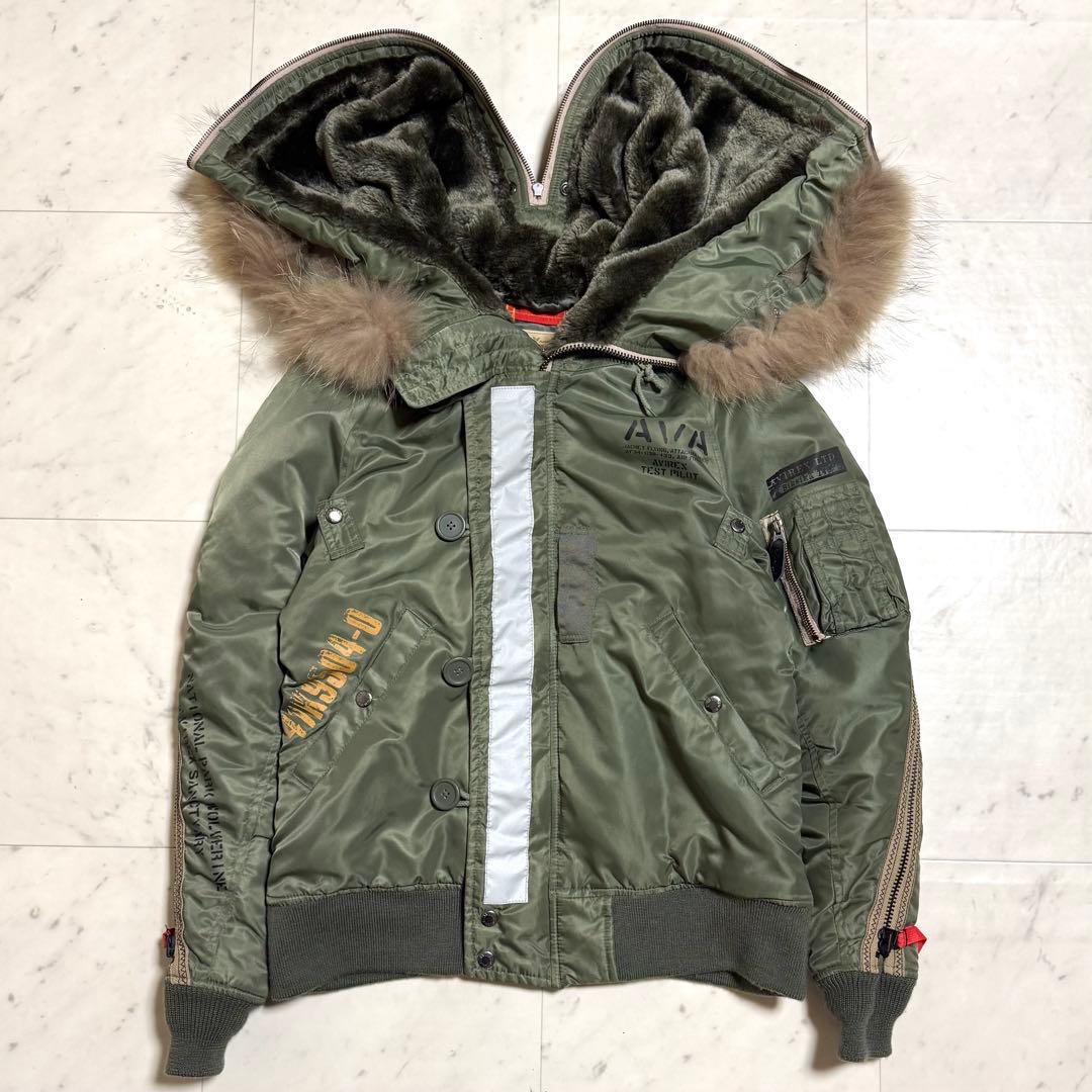 AVIREX フライトジャケット N-2B Y2K カスタムジッパー カーキ L