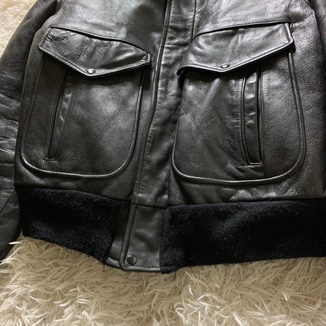 雰囲気抜群■VINTAGE フライトジャケット G-1 ブラック　襟ボア 44