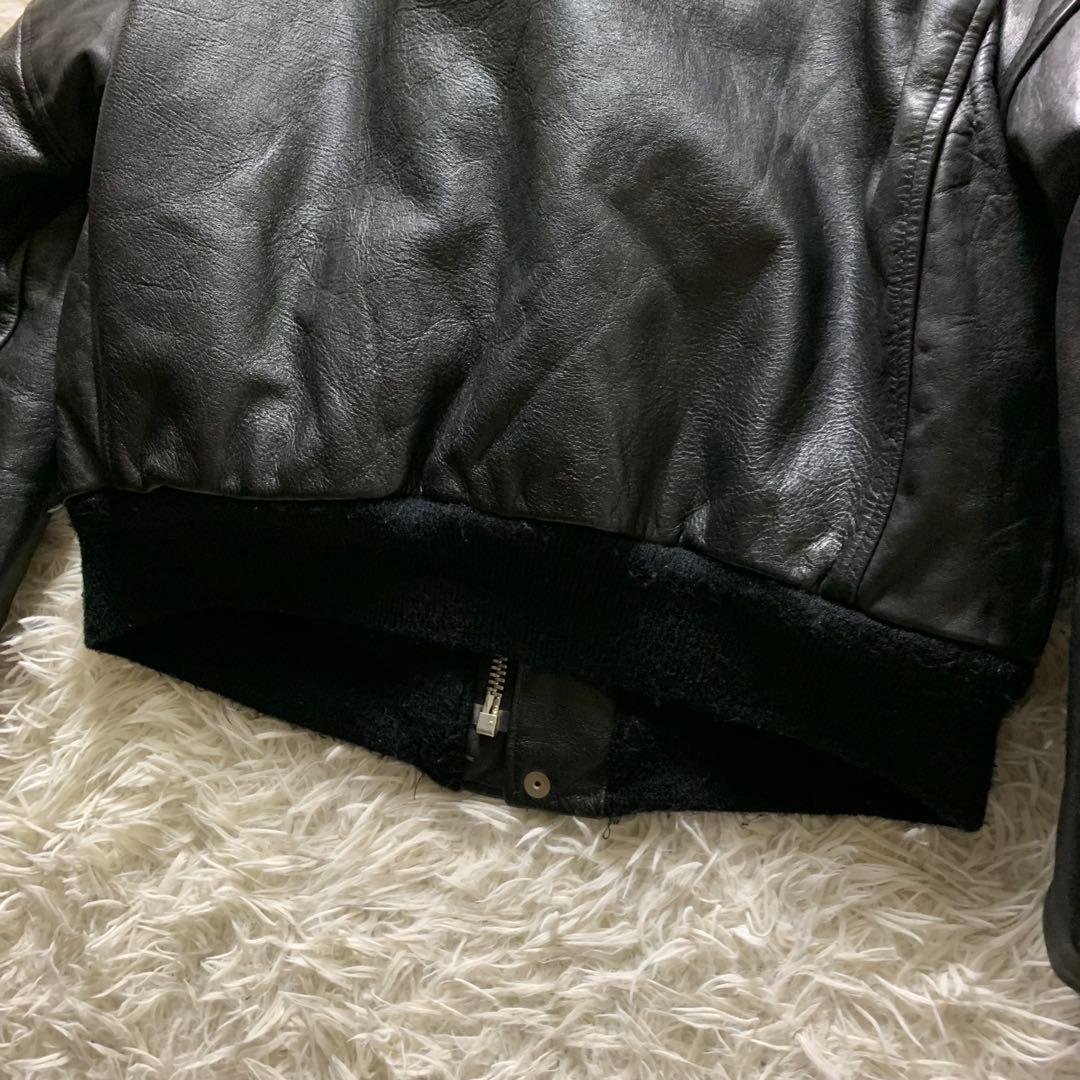 雰囲気抜群■VINTAGE フライトジャケット G-1 ブラック　襟ボア 44