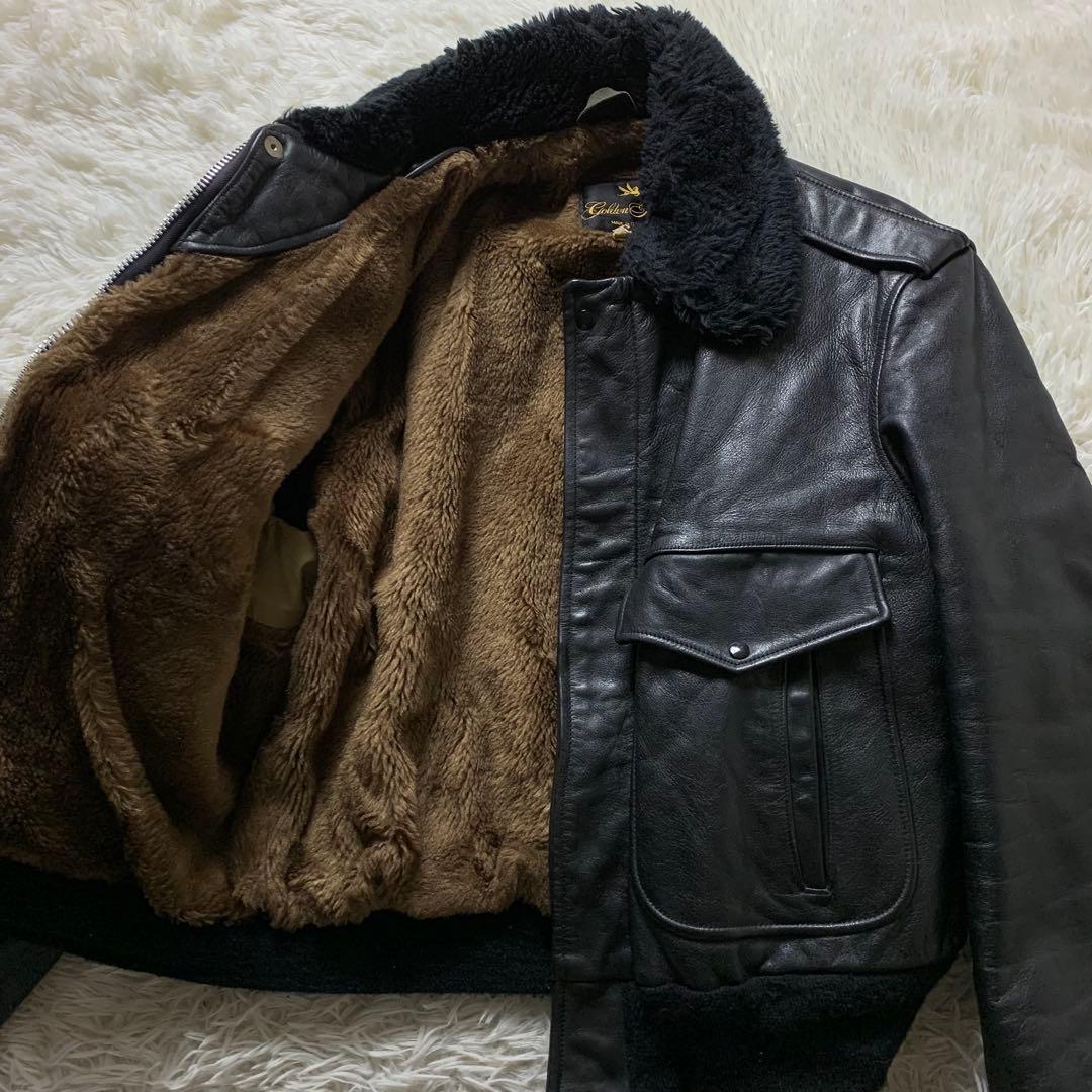 雰囲気抜群■VINTAGE フライトジャケット G-1 ブラック　襟ボア 44