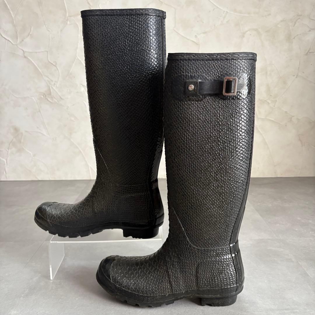 ハンター 希少 パイソン型押し レインブーツ 長靴 エキゾチック 【26cm】