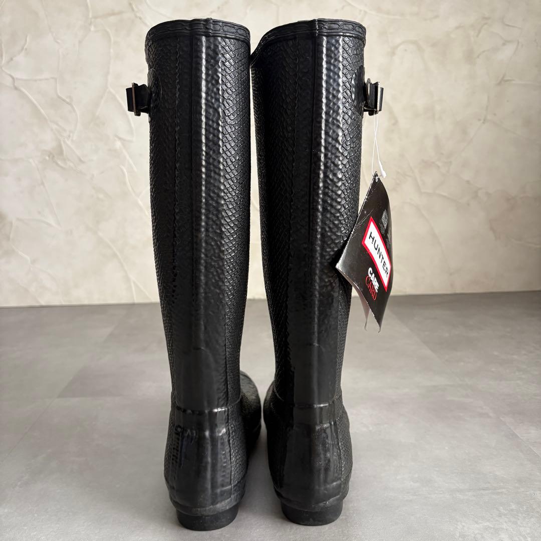 ハンター 希少 パイソン型押し レインブーツ 長靴 エキゾチック 【26cm】