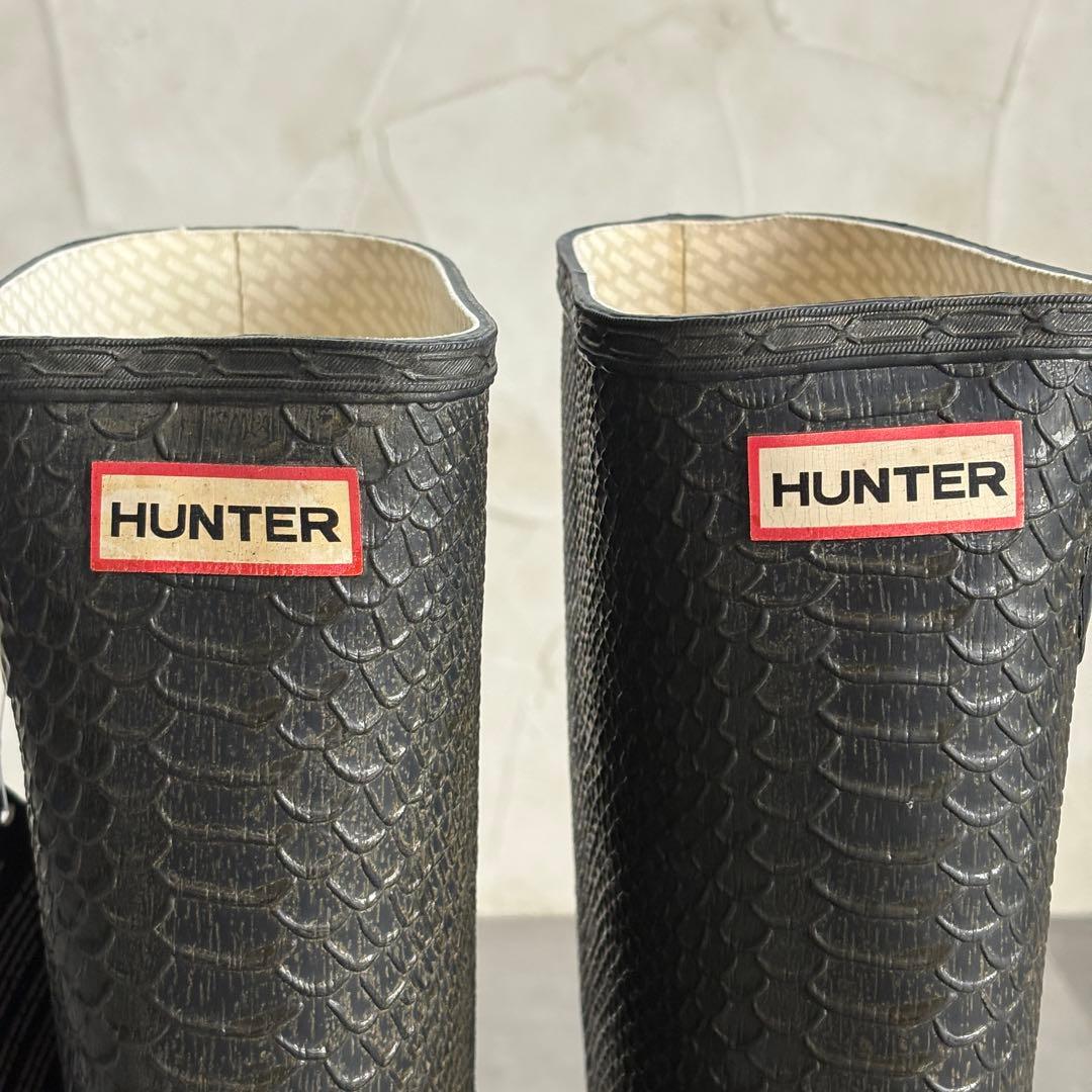 ハンター 希少 パイソン型押し レインブーツ 長靴 エキゾチック 【26cm】