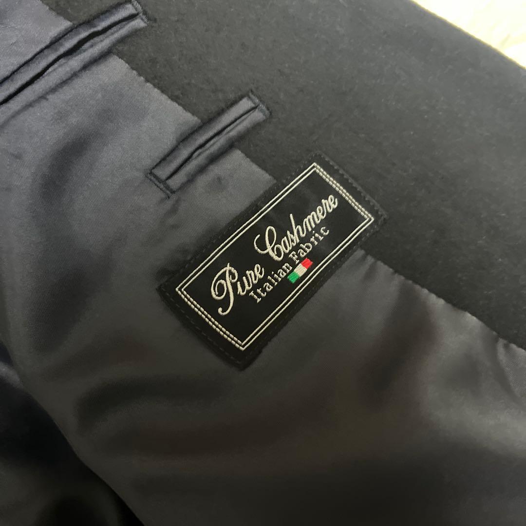 【極上】カシミヤ100% イタリア生地 テーラードジャケット ネイビー L〜XL