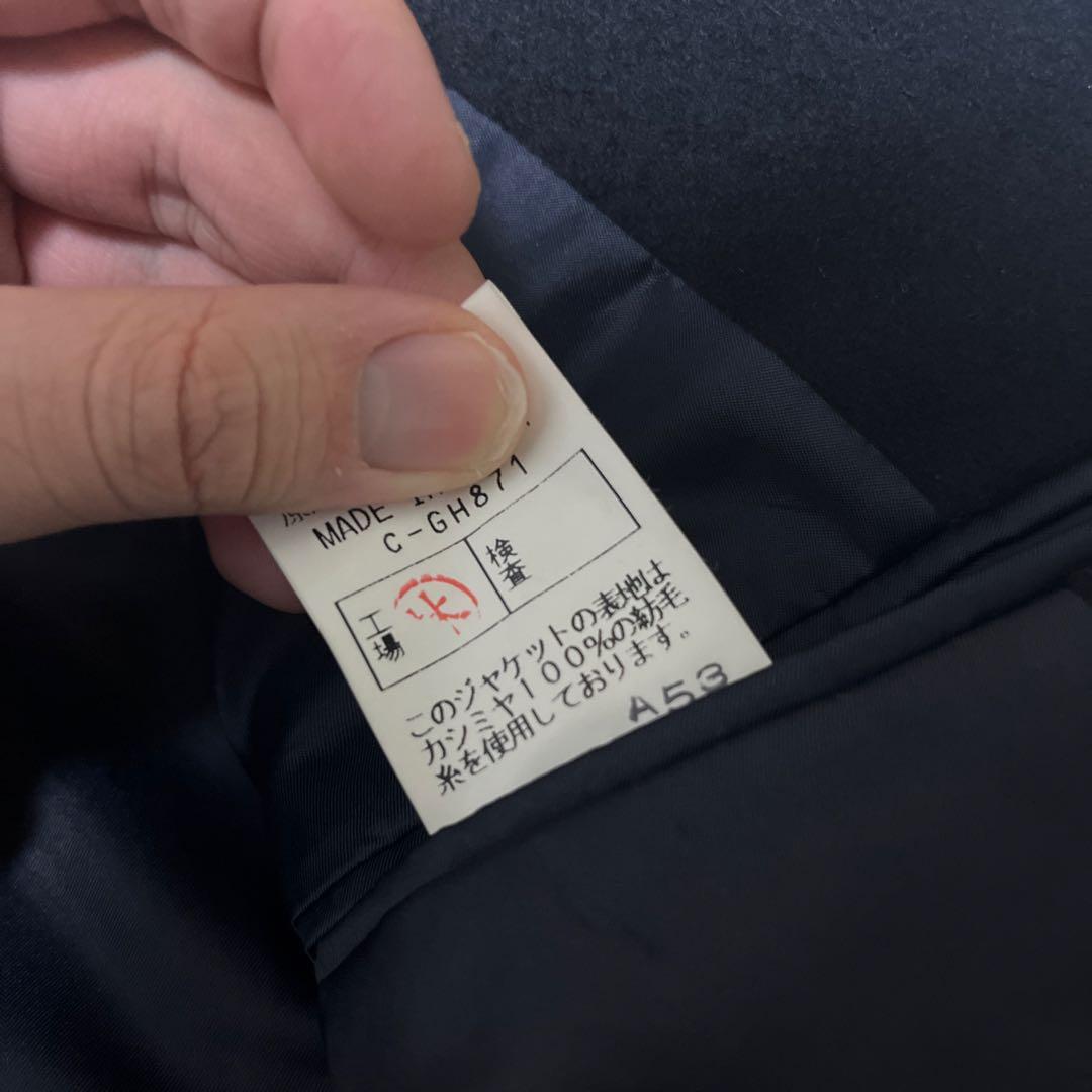 【極上】カシミヤ100% イタリア生地 テーラードジャケット ネイビー L〜XL