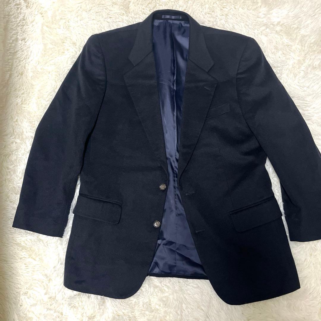 【極上】カシミヤ100% イタリア生地 テーラードジャケット ネイビー L〜XL