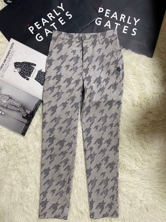 パーリーゲイツグレンチェック千鳥ジャガード起毛仕上げストレッチパンツサイズ00