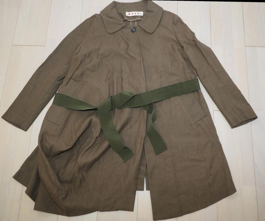 ヴィンテージ05AWアーカイブ マルニ リボンベルトリネン混コート38