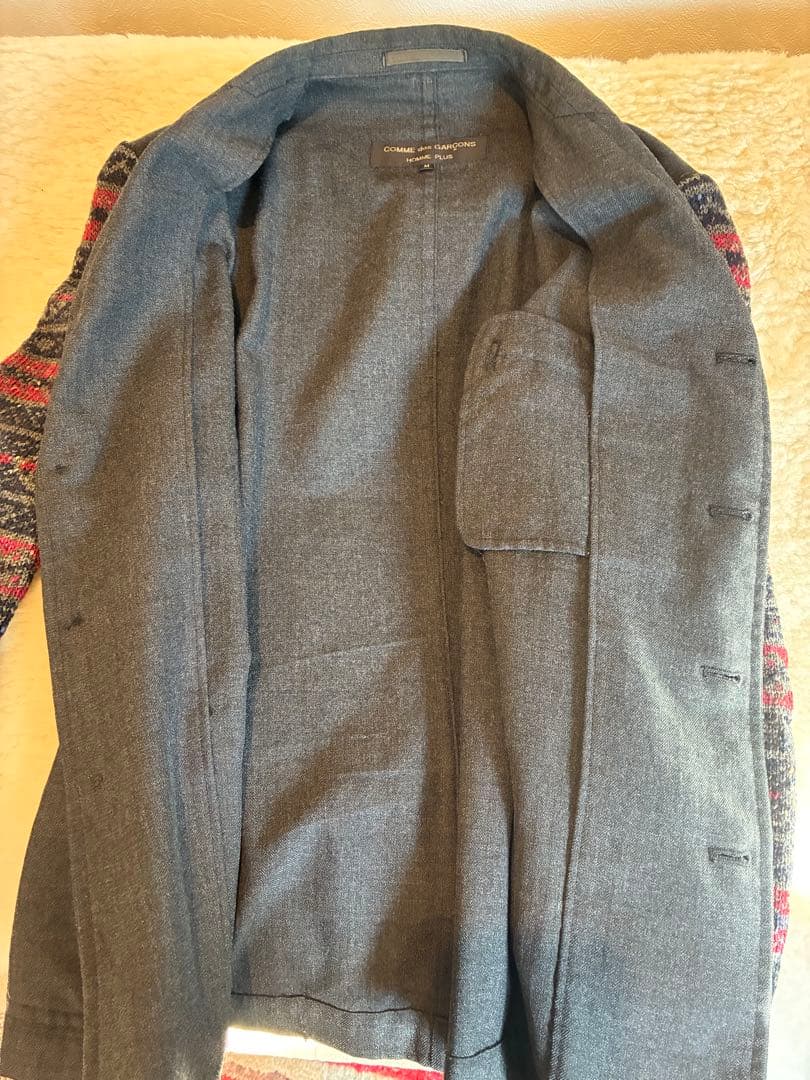 コムデギャルソン オム プリュス 袖ニット ドッキングジャケット