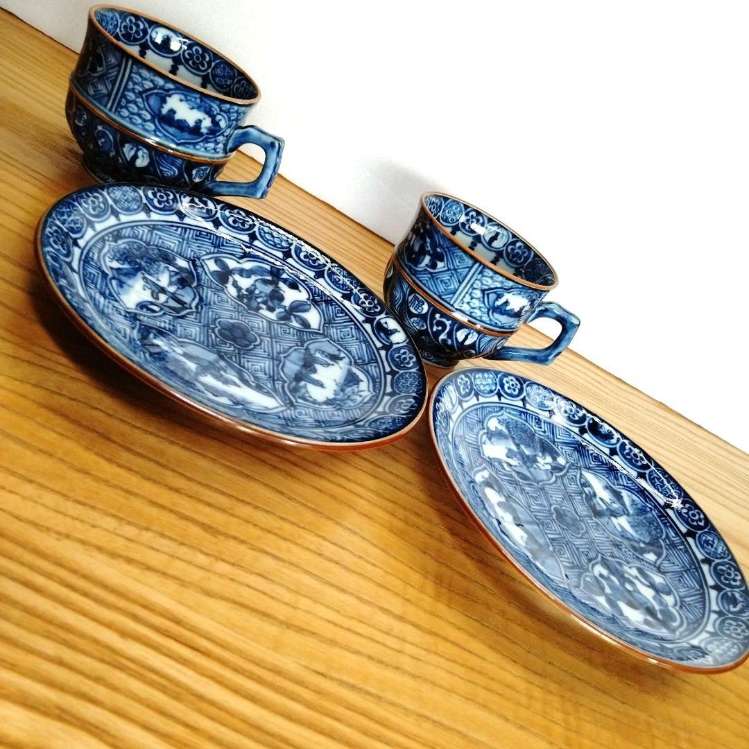 加藤利昌 清水焼 祥瑞山水文コ―匕―碗皿2客