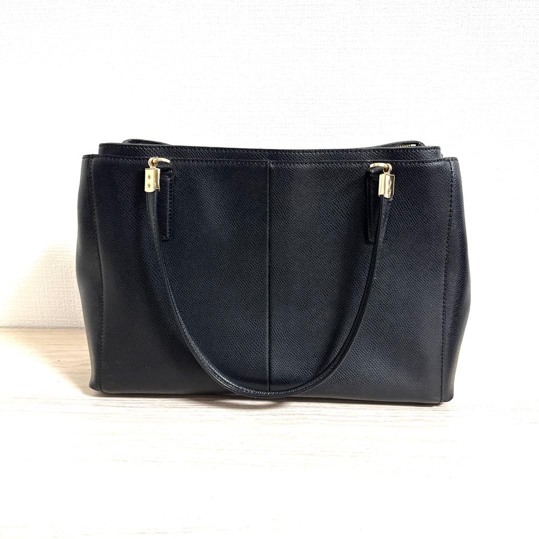 美品】COACH コーチ トートバッグ ブラック 黒 レザー 肩掛けOK 上品