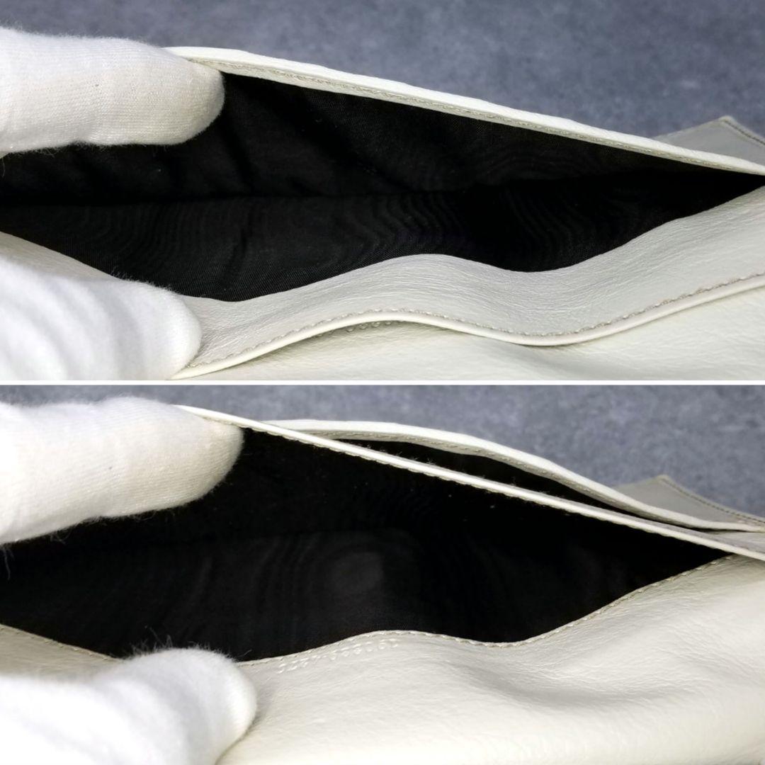 極美品 グッチ GUCCI GGシマ Wホック ホワイト レザー 白 長財布