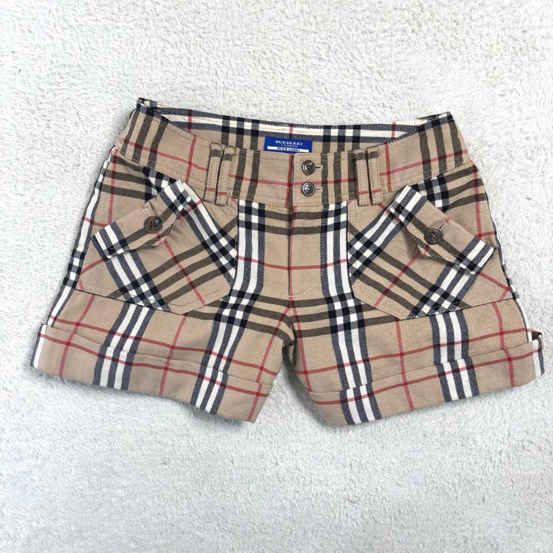 貴重 人気カラー バーバリーブルーレーベル ノバチェック柄ショートパンツ