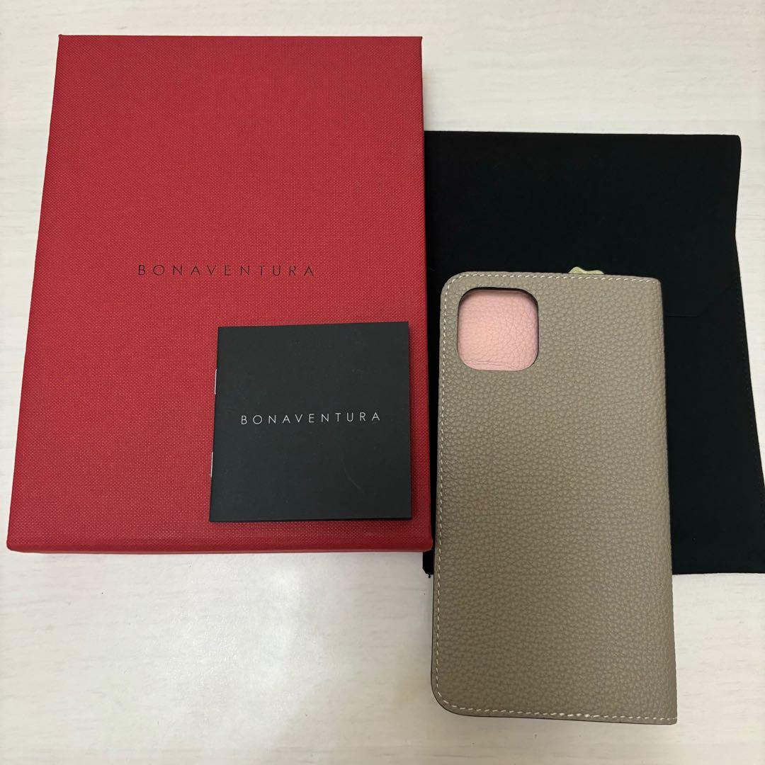 【超美品】BONAVENTURA iPhoneケース(グレージュ＋サクラ)