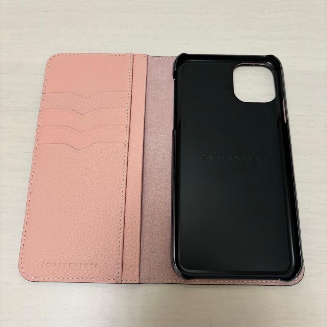 【超美品】BONAVENTURA iPhoneケース(グレージュ＋サクラ)