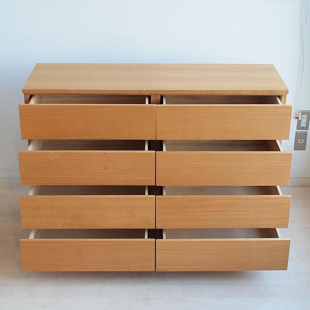 廃盤品 無印良品/MUJI タモ材 4段チェスト 120cm ZR23988