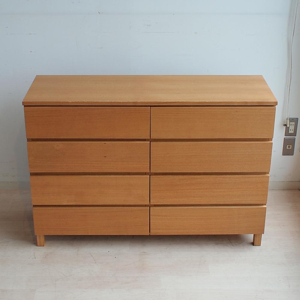 廃盤品 無印良品/MUJI タモ材 4段チェスト 120cm ZR23988