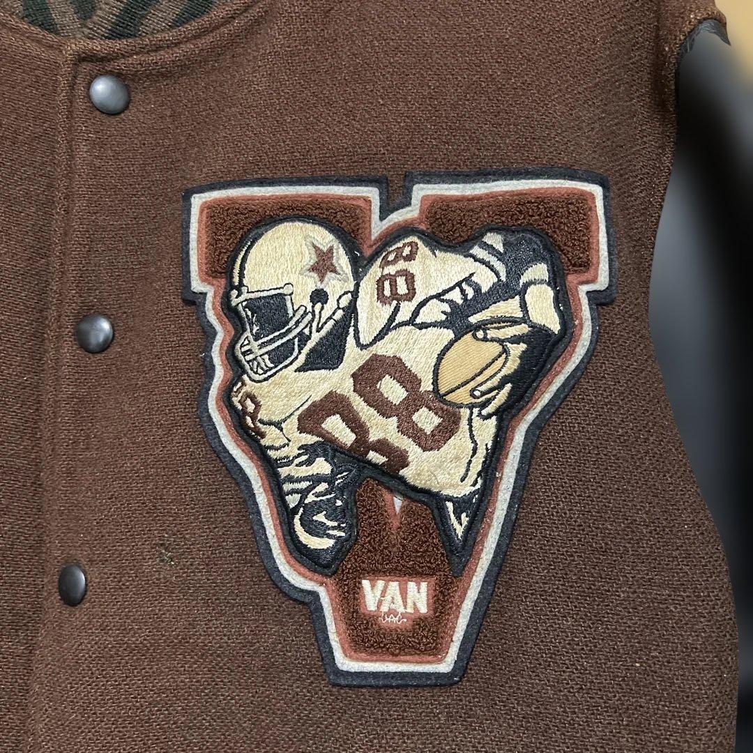 VAN JAC スタジアムジャンパー　袖皮　Lサイズ　ブラウン&ブラック