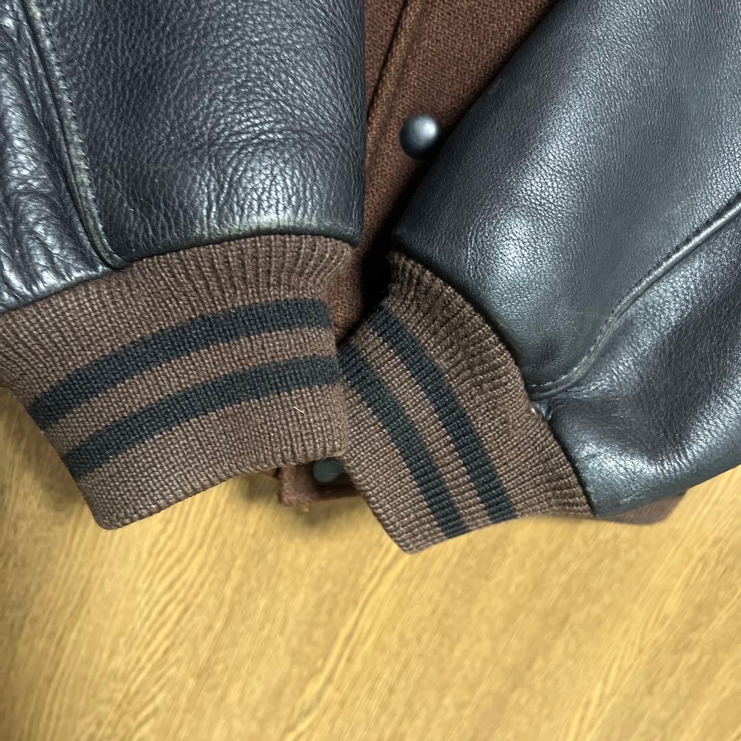 VAN JAC スタジアムジャンパー　袖皮　Lサイズ　ブラウン&ブラック