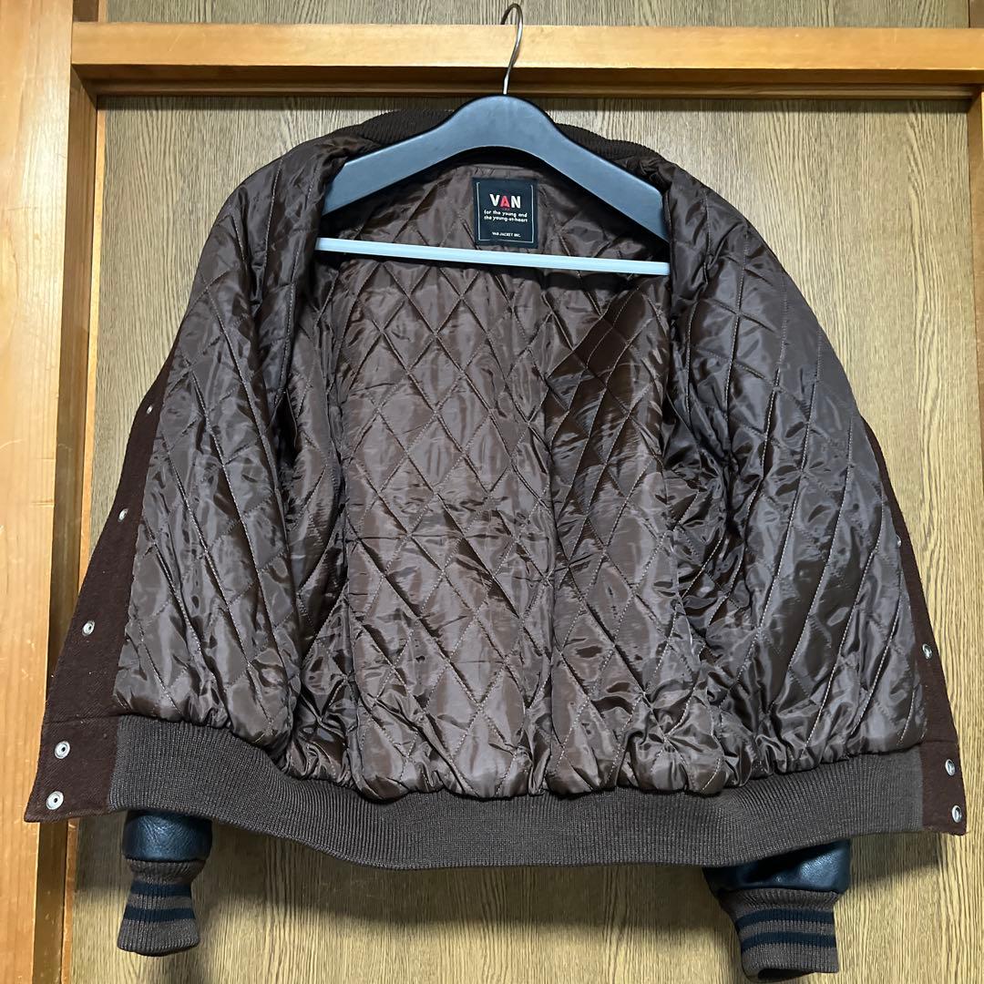 VAN JAC スタジアムジャンパー　袖皮　Lサイズ　ブラウン&ブラック