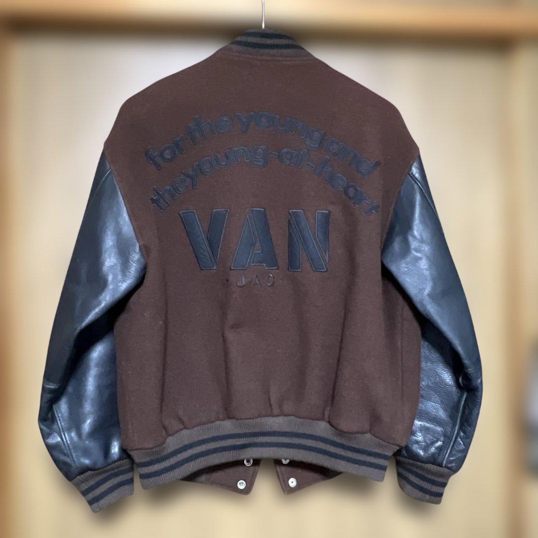 VAN JAC スタジアムジャンパー　袖皮　Lサイズ　ブラウン&ブラック