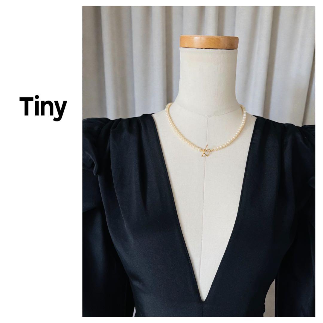 Tiny パールネックレス ハート♡18K 淡水パール