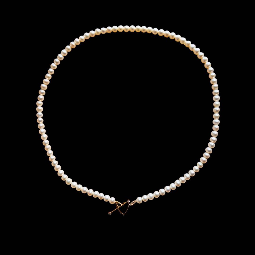 Tiny パールネックレス ハート♡18K 淡水パール