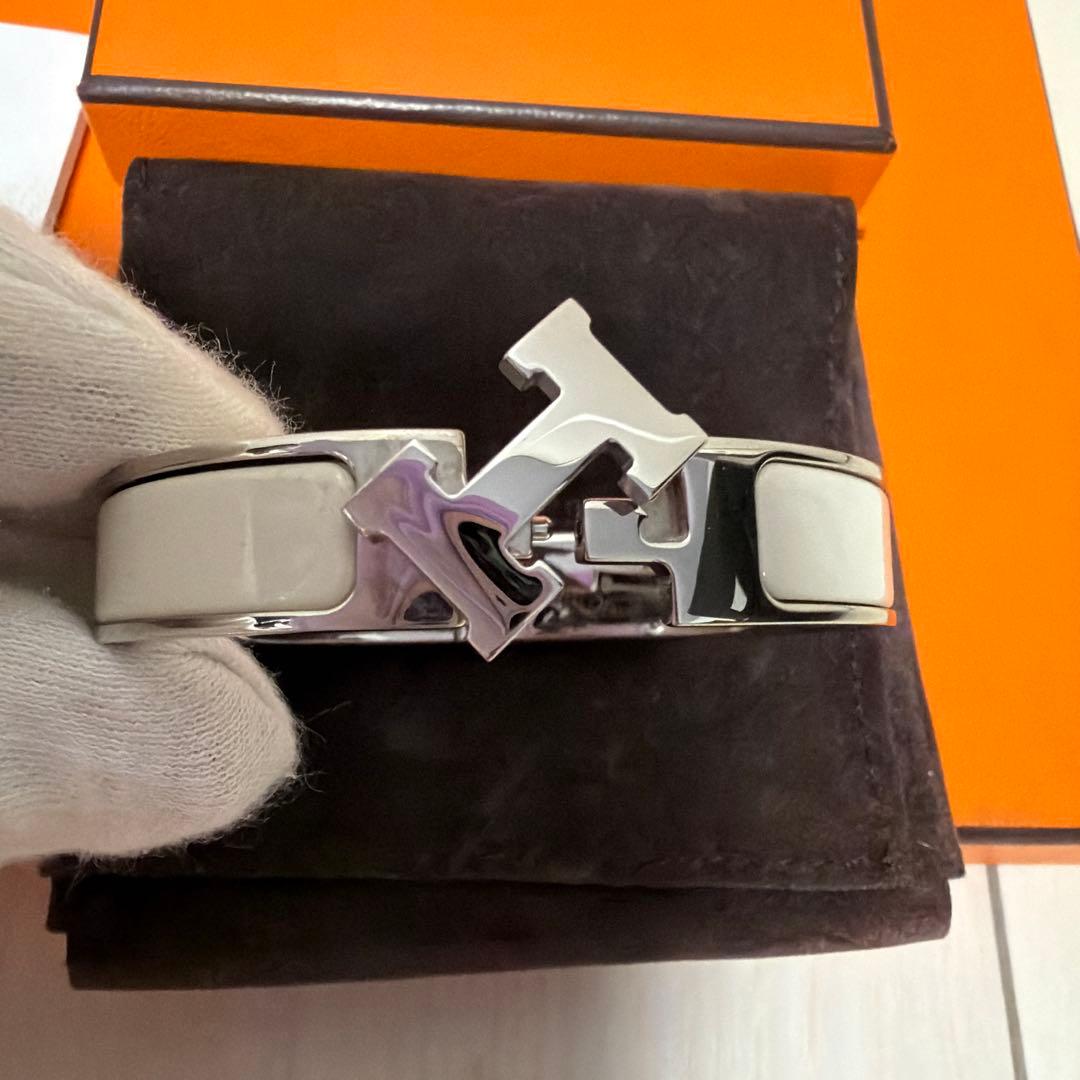 r*i様 【2点】①HERMES(クリックH) ホワイトシルバー②フックブレスレ