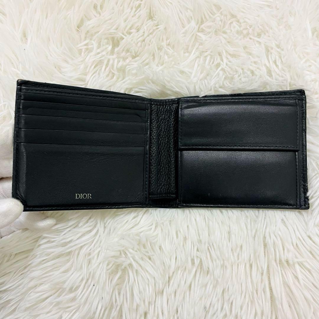 極美✨ディオール 二つ折り財布 オブリーク サドル レザー 黒 新作
