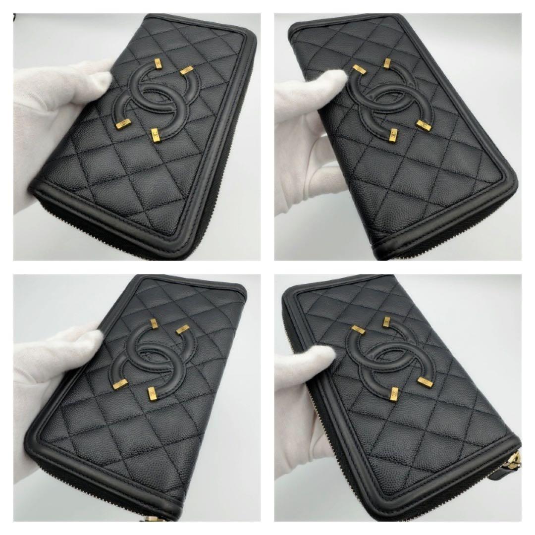 国内正規品　シャネル財布　マトラッセ　CCフィリグリー　ロングジップウォレット