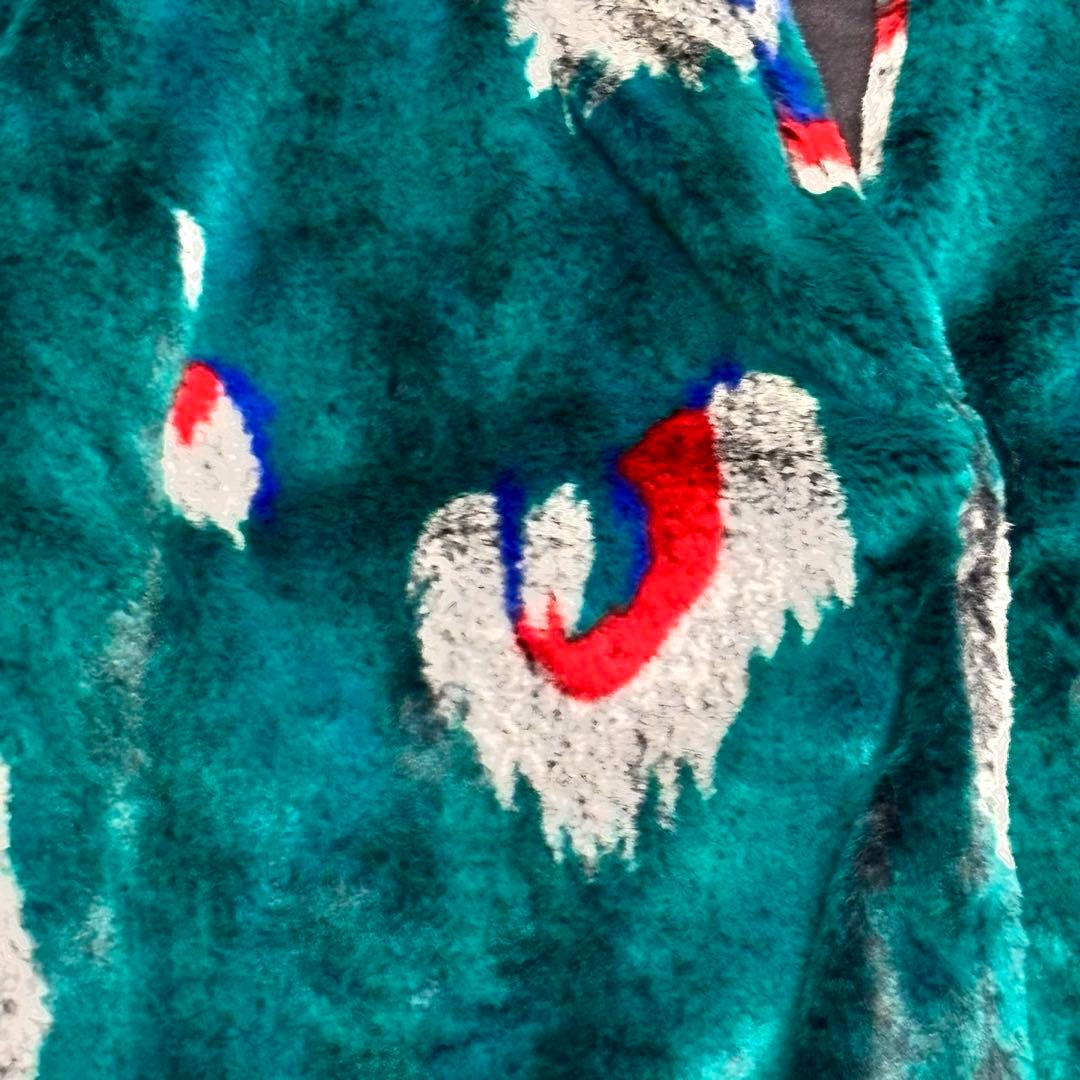 極美品✨TRUNO 総柄　高級ファーノーカラーコート孔雀柄 定価¥46,200