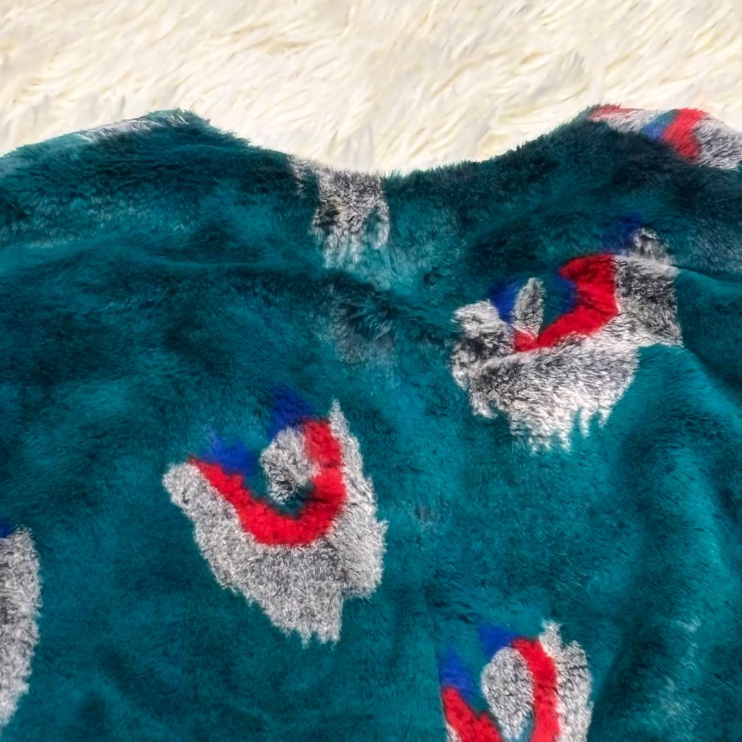 極美品✨TRUNO 総柄　高級ファーノーカラーコート孔雀柄 定価¥46,200