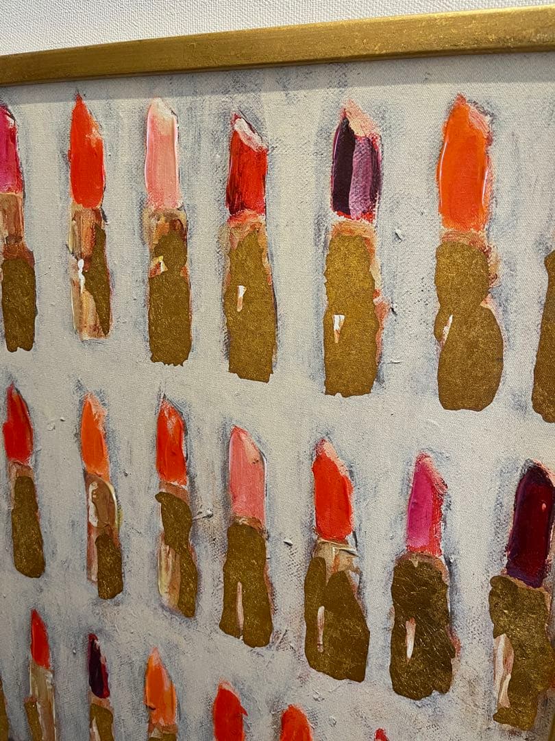 francfranc リップスティックアート作品 金色フレーム付き