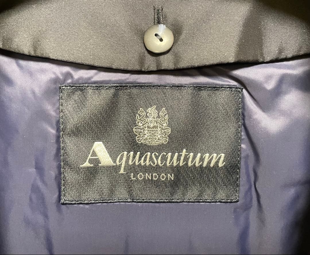 Aquascutum ステンカラーコート ダークネイビー