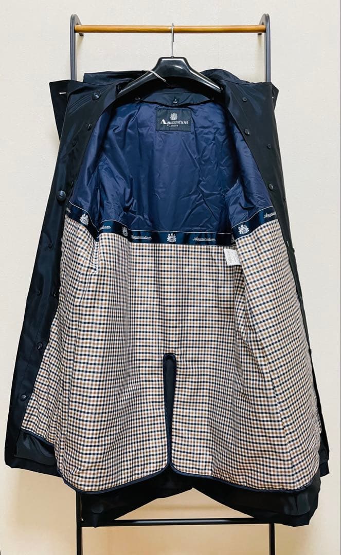 Aquascutum ステンカラーコート ダークネイビー