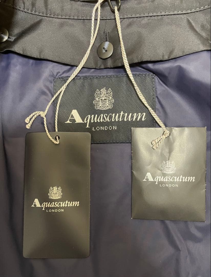 Aquascutum ステンカラーコート ダークネイビー