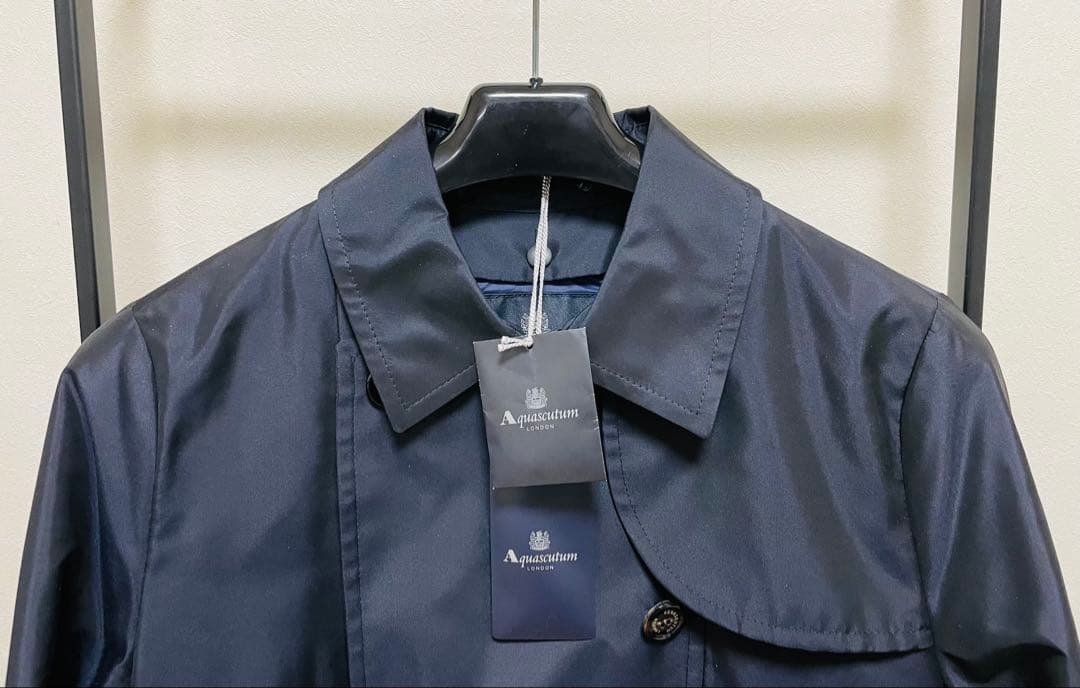 Aquascutum ステンカラーコート ダークネイビー