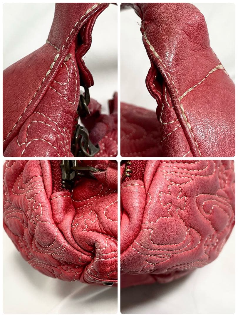 ヴィヴィアンウエストウッド ワンショルダーバッグ ロゴ 型押し 総柄 多機能 赤