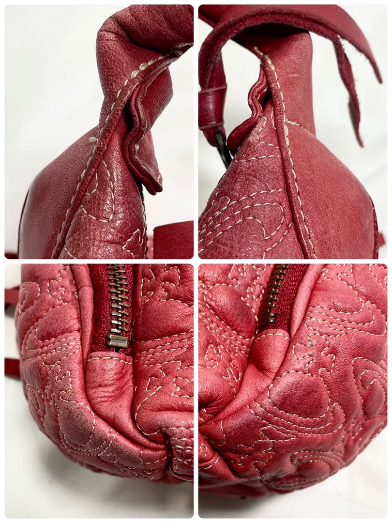 ヴィヴィアンウエストウッド ワンショルダーバッグ ロゴ 型押し 総柄 多機能 赤