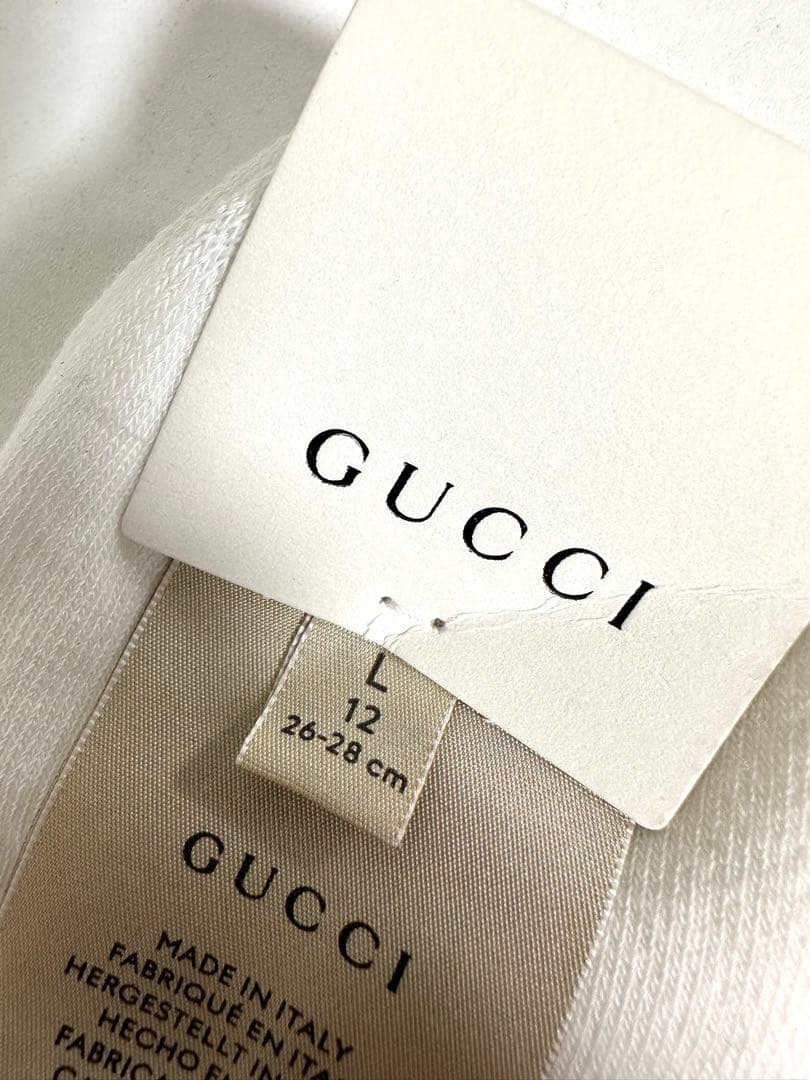 新品 GUCCI グッチ 450039 4G482 トラ刺繍 ホワイトソックス