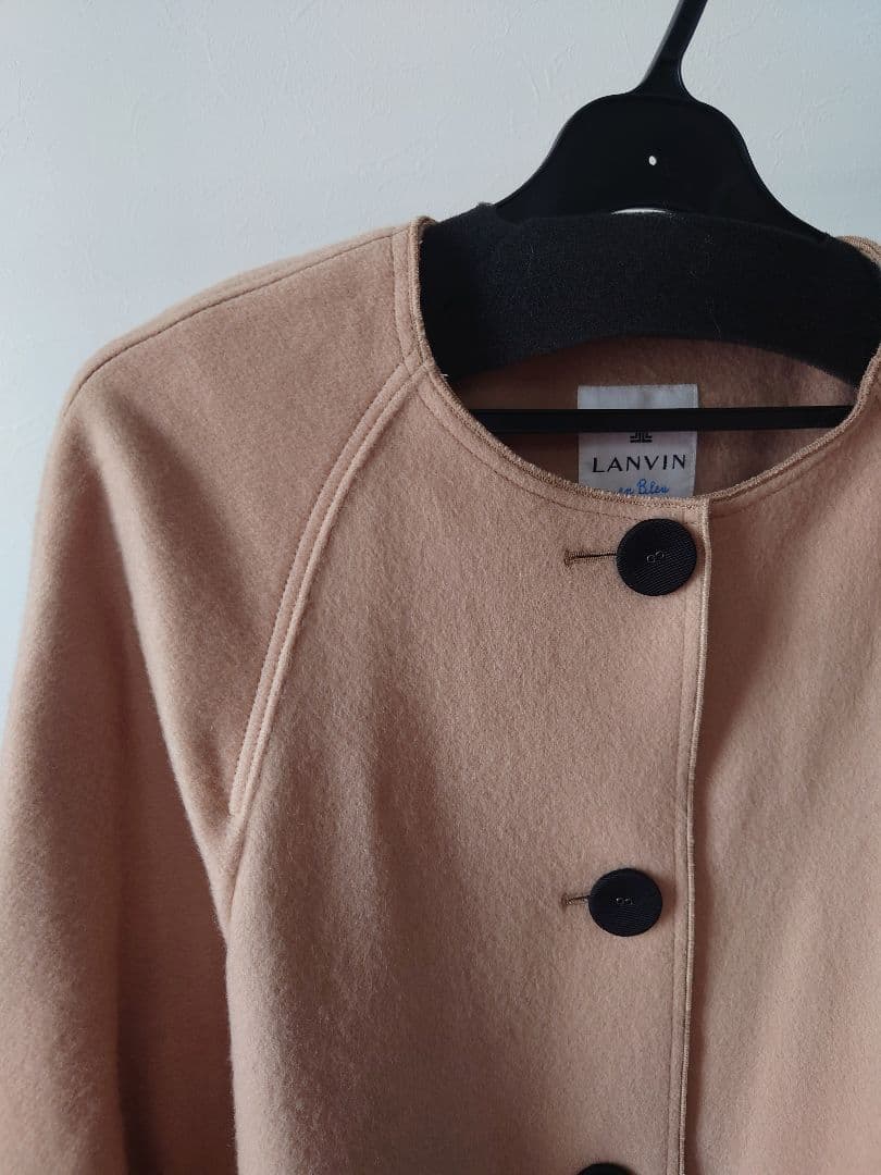 ベージュ ケープコート ファー付き