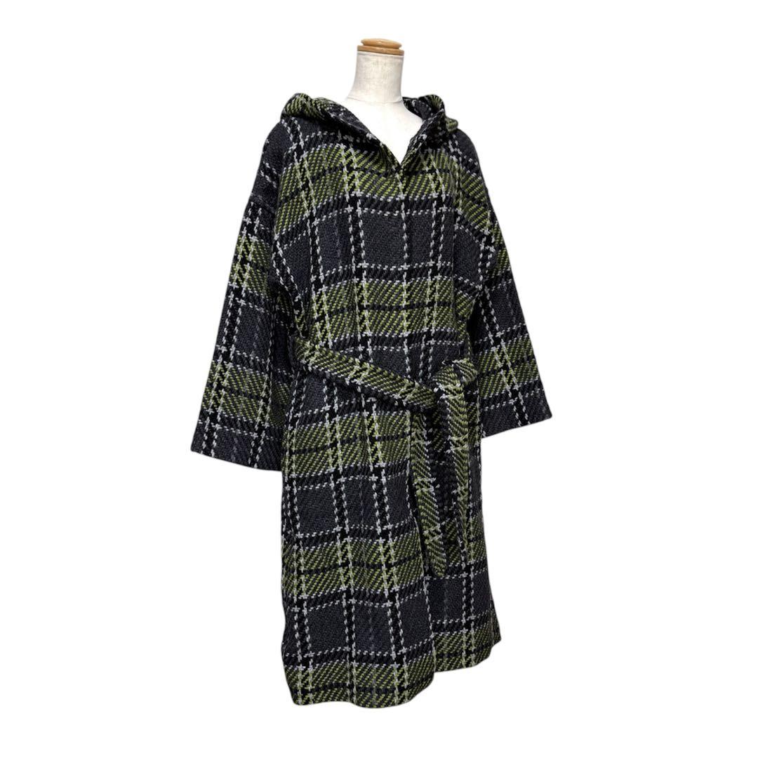 未使用　ジョンブラニガン　ジャーナル別注　ウール　チェック　フード　ニットコート