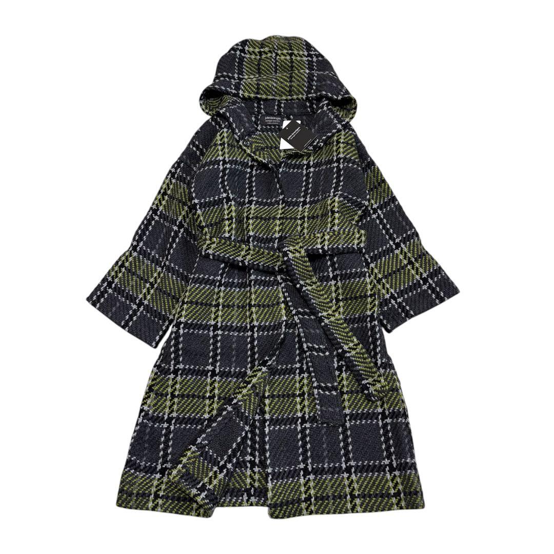 未使用　ジョンブラニガン　ジャーナル別注　ウール　チェック　フード　ニットコート