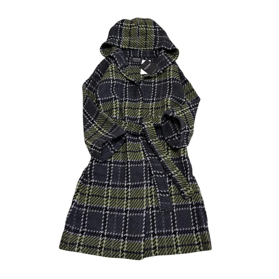 未使用　ジョンブラニガン　ジャーナル別注　ウール　チェック　フード　ニットコート