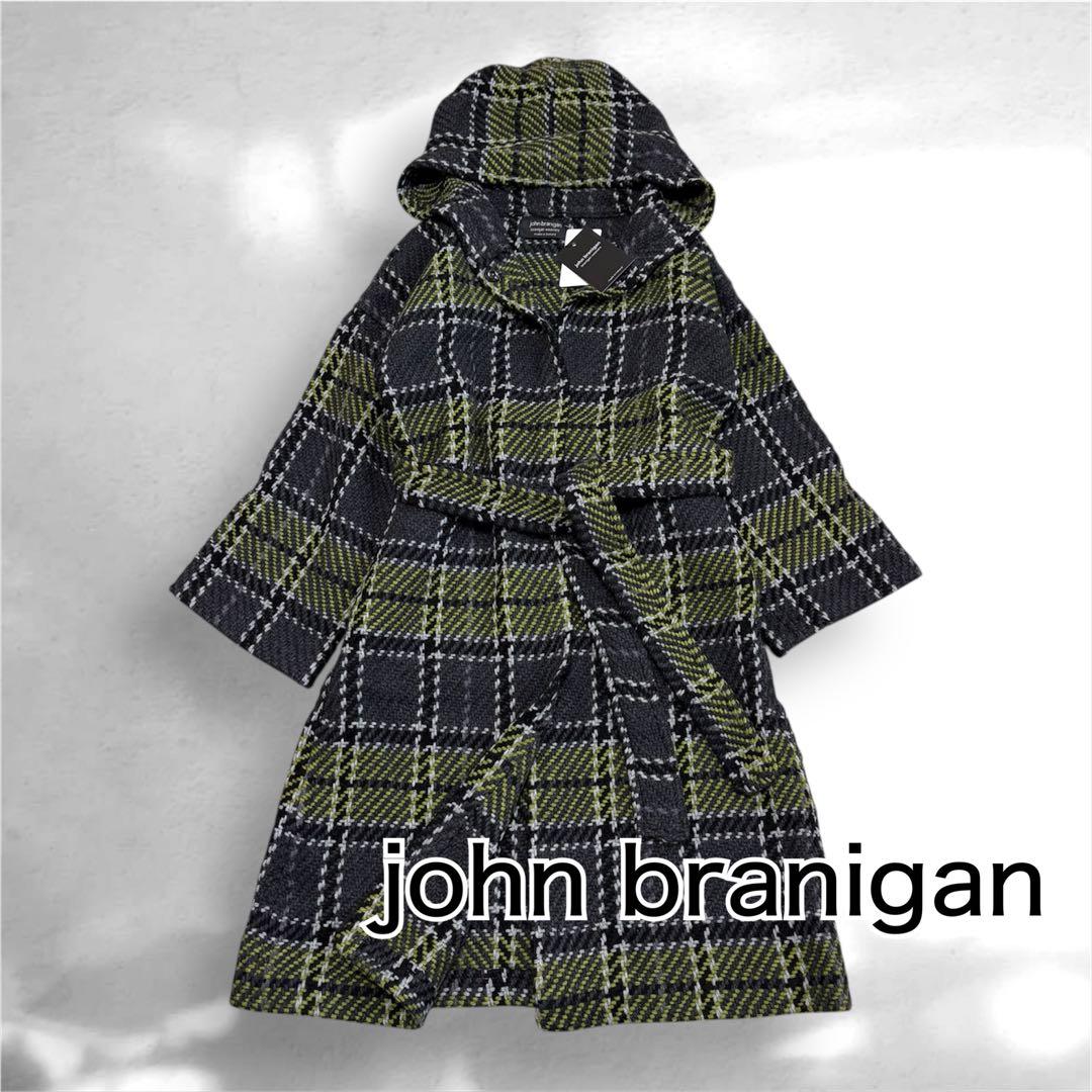 未使用　ジョンブラニガン　ジャーナル別注　ウール　チェック　フード　ニットコート