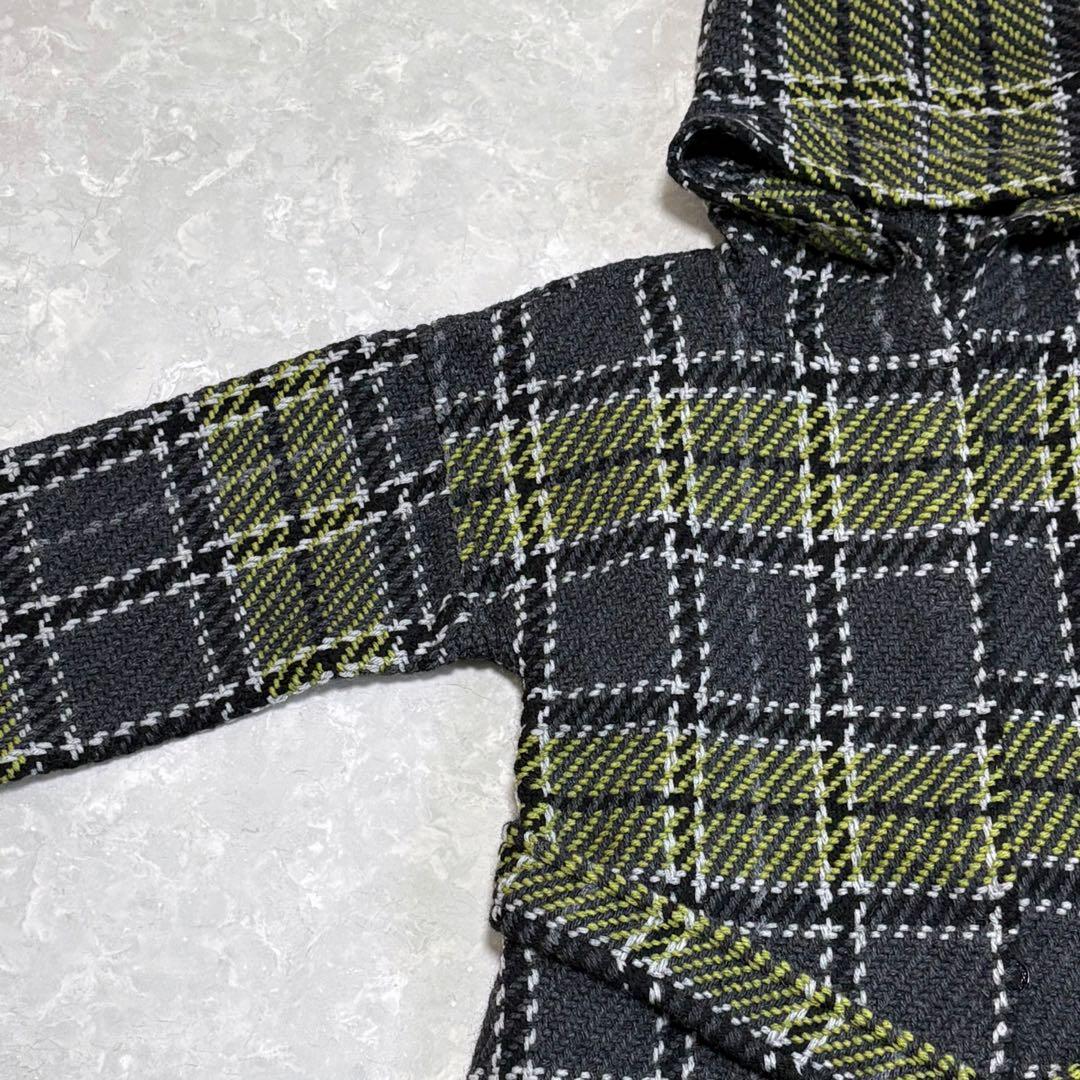 未使用　ジョンブラニガン　ジャーナル別注　ウール　チェック　フード　ニットコート